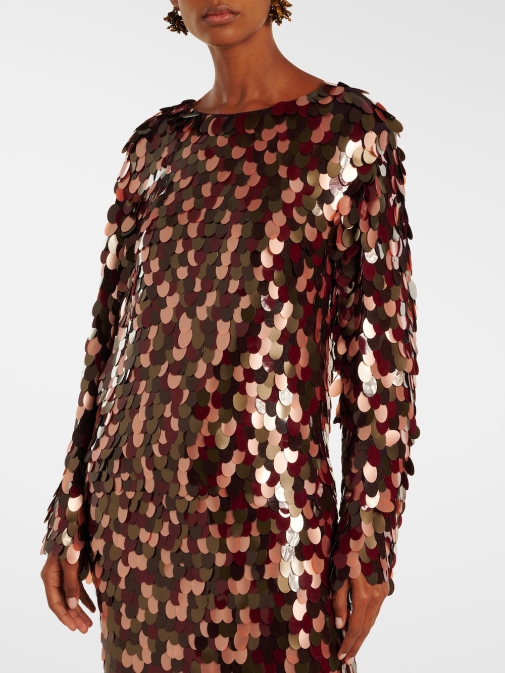 Sequin Disc Sweater in Burgundy and Rose - Picture 2 of 13
